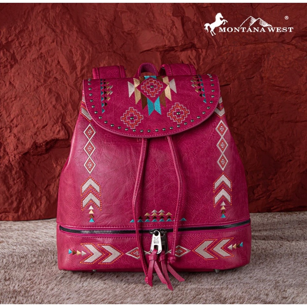 NWT Montana West Pink Embroidered Western Backpack Aztec Studded Boho Bag